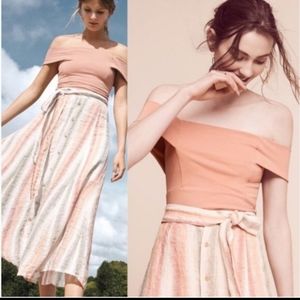 Anthropologie Deletta Ponte Off Shoulder Top Pink Size XS